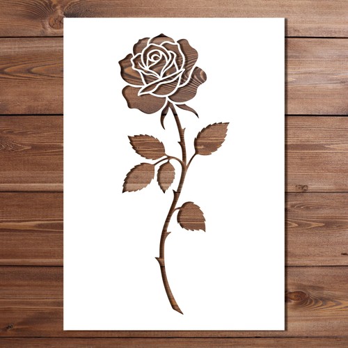 Rose flower stencil for - rose,
