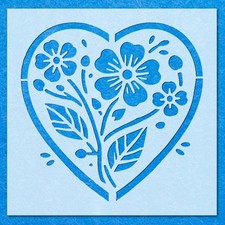 Flower Heart Leaves Stencil