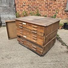 Antique Teak Plan Drawers For