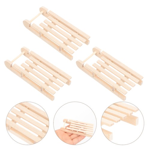 3pcs miniature wood sleigh - 3pcs,