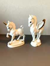 Vintage Royal Osborne Bone China Winged Horse & Unicorn figurines, Malaysia