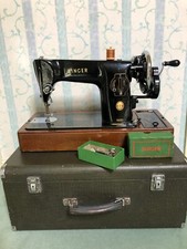 195Os VINTAGE SINGER 201K SEWING MACHINE,, HANDCRANK, for LEATHER,FABRIC