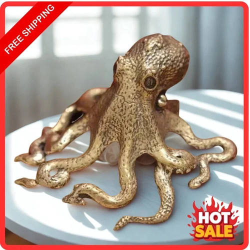 Brass octopus figurine statue - octopus,