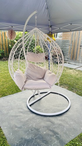 White rattan hanging swing - rattan,