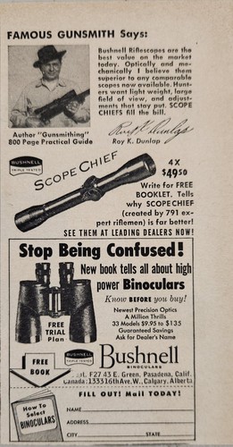 1956 print bushnell scope - print, ad