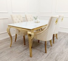 Louis Luxury Italian 1m 1.4m 1.6m 1.8m 2m White Grey Marble Gold Dining Table
