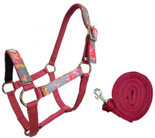 Stylish Nylon Mini Horse Halters with 7' Lead - Trendy Patterns