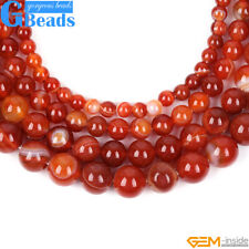 Red Carnelian Banded Agate Loose Beads For Jewelry Making 15" Natural Gemstone