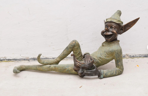 Bronze goblin sculpture masked - bronze,