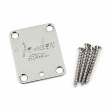Fender American Series Text Logo Micro-Tilt Neck Plate with Screws (Chrome)
