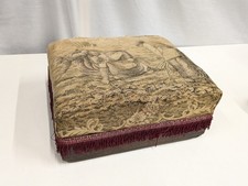 Antique/Vintage Wooden Footstool depicting Gathering of Crops