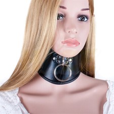 Sexy Black Leather Bondage Locking Posture Collar Neck Collar Fetish Adult