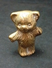 Small Miniature Brass Vintage Teddy Bear Figurine / Paperweight Small. Y4