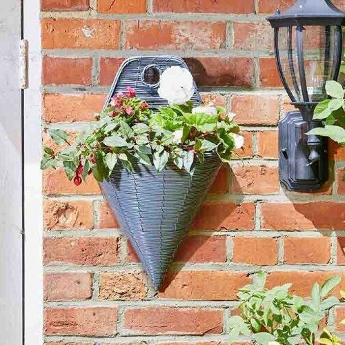 Grey plant hanging basket faux - grey,