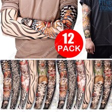 12Pack Tattoo Sleeves Mens Women Nylon Temporary Fake Full Arm Sleeve Stockings