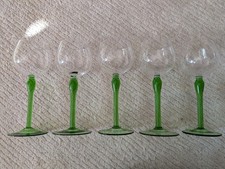 Set Of 5 Green Stemmed Wine