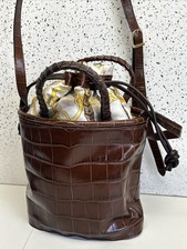 Aspinal Of London Brown Bucket Crossbody Bag Brown Leather croc pattern RRP £500