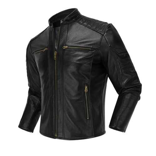 Mens leather quilted jacket - ,