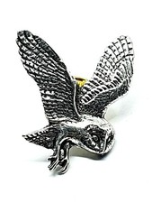 Barn Owl Pewter Pin Badge Brooch Nature Bird Flying Owl Lapel Tie Hat Scarf Pin