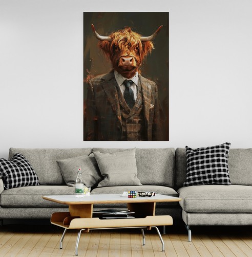 Highland cow suit canvas - in,