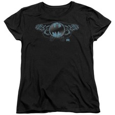 Batman Two Gargoyles Logo Womens T Shirt Black Officially Licensed