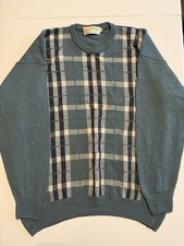 James Pringle Men’s Long Sleeve Tight Knit Wool Jumper XL Pure Wool Blue Check