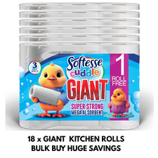 18 x Kitchen Roll Paper Towels GIANT 3 Ply Sheets Strong Mega Absorbent BULK BUY