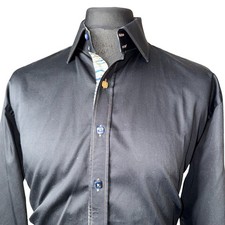 CLAUDIO LUGLI Shirt Mens XL (43-44") Long Sleeve Black