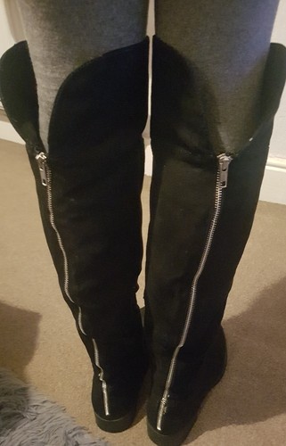 Black thigh boots with zip