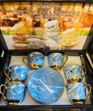 set of six  Blue and gold