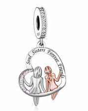 Genuine Sterling Silver 925 Soul Sisters Forever Friends Love Heart Dangle Charm