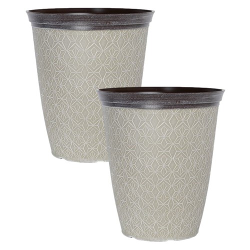 Round plastic grey plant - plant, pot