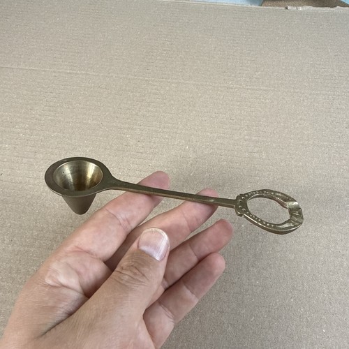 Vintage brass candle - candle, snuffer