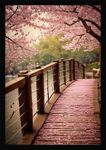 Serene cherry blossom framed - cherry,