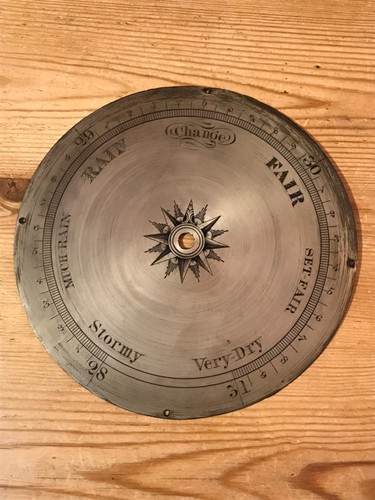 Antique banjo barometer dial - barometer,