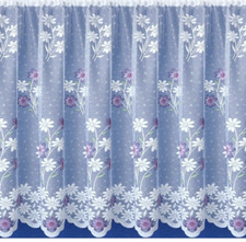 Purple & White Net curtain - Ready to hang -SOLD BY WIDTH - PRIVACY-FREE POSTAGE