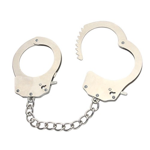 Metal silver handcuffs - metal, bondage