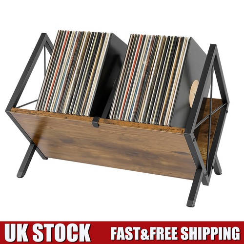 Wood record storage rack 80lp - wood,
