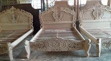 First time in UK 100% mahogany Wood french style Rococo bed ...... Double Size