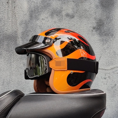 Open face motorcycle helmet - open,