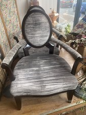 Barbara Barry Pair Oval Grey Velvet  Vintage X-frame Armchairs Pick Up Only Bn5