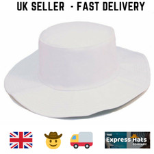 White Cricket Hat 🏏 with green under wide brim -  4 sizes - FAST DELIVERY 🚚💨