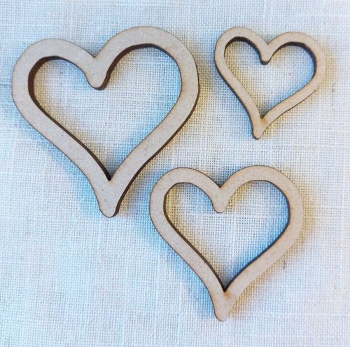 Wooden hollow hearts craft - wooden,