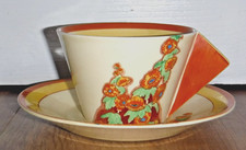 ART DECO 1930'S Clarice Cliff Sunshine Pattern Cup And Saucer ~ VGC ~ RARE