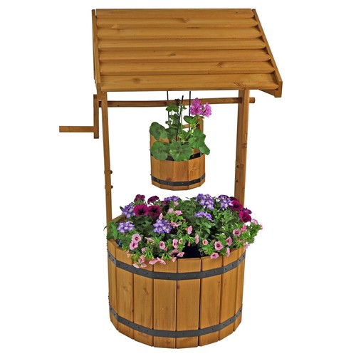 Wooden wishing well garden - wishing,