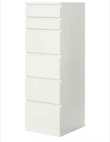 Ikea malm white chest 6 - white, of