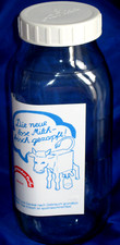 Vintage Glass Milk Bottle Germany Square Container FRILICH Dairy White Lid 1 Qt