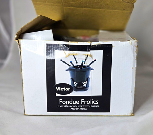 New victor cast iron fondue - new,