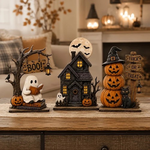 3pcs vintage halloween wooden - vintage,