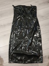 BNWT Vintage Ann Summers Black Strapless Monique PVC Pencil Dress Size 12
